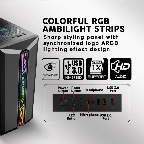 ARMAGGEDDONGAMINGPCCASEWITH3ARGBFANSTRITRONPRO300BLACK