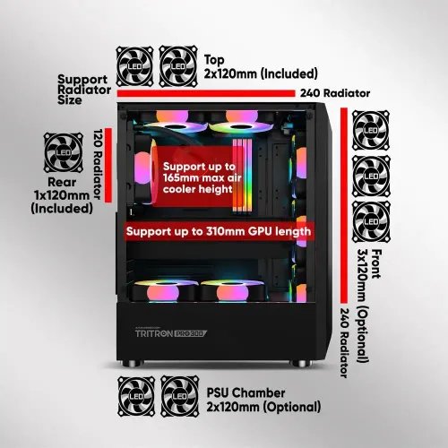 ARMAGGEDDONGAMINGPCCASEWITH3ARGBFANSTRITRONPRO300WHITE