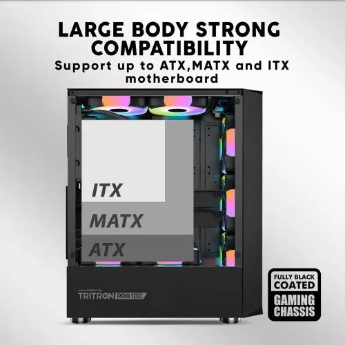 ARMAGGEDDONGAMINGPCCASEWITH4ARGBFANSTRITRONPRO100BLACK