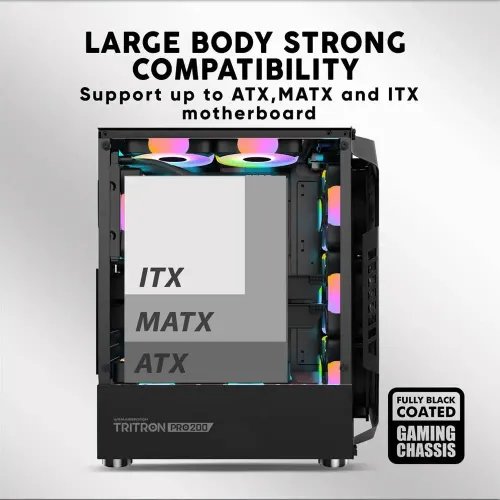 ARMAGGEDDONGAMINGPCCASEWITH4ARGBFANSTRITRONPRO200BLACK