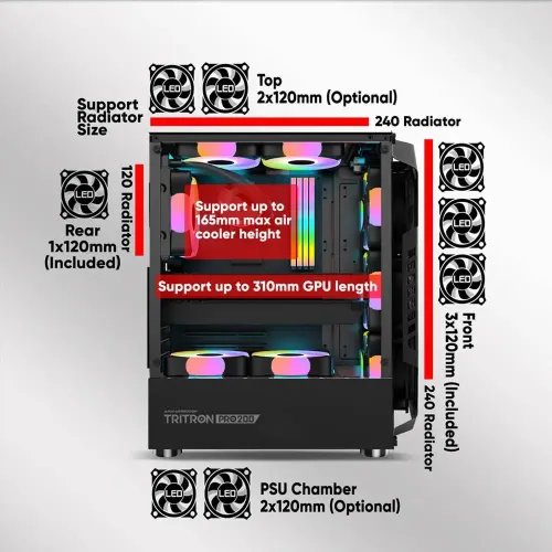 ARMAGGEDDONGAMINGPCCASEWITH4ARGBFANSTRITRONPRO200BLACK