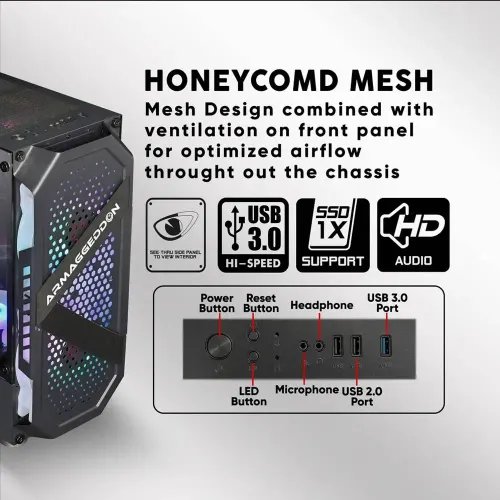 ARMAGGEDDONGAMINGPCCASEWITH4ARGBFANSTRITRONPRO200BLACK