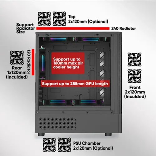 ARMAGGEDDONMICROATXCASEWITH3XARGBFANSTYPE-CDEEPFREEZEDUPLEX2ARGB-CBLACK