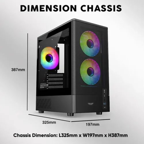 ARMAGGEDDONMICROATXCASEWITH3XARGBFANSTYPE-CDEEPFREEZEDUPLEX2ARGB-CBLACK