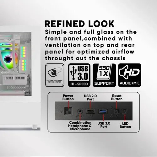 ARMAGGEDDONMICROATXGAMINGPCCASEAQUARONDUPLEXWHITE