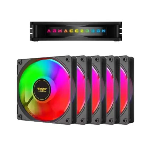 ARMAGGEDDONPCCOOLINGFAN12CMCHROMARGBKIT30005PACKBLACK