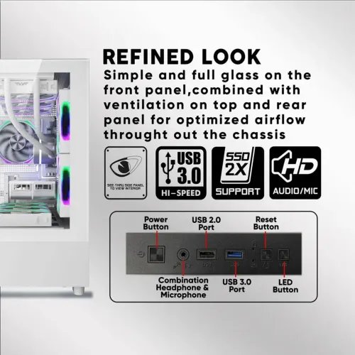 ARMAGGEDDONRGBM-ATXDUALCHAMBERGAMINGCASEAQUARONDUPLEXPROWHITE