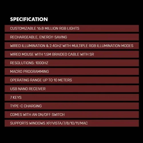 ARMAGGEDDONTRI-MODEGAMINGMOUSE10000CPIMIRAGEVIIBLACK