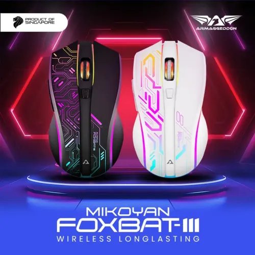 ARMAGGEDDON2.4GWIRELESSGAMINGMOUSERGB10000CPIMIKOYANFOXBAT-IIICYBERPUNKWHITE