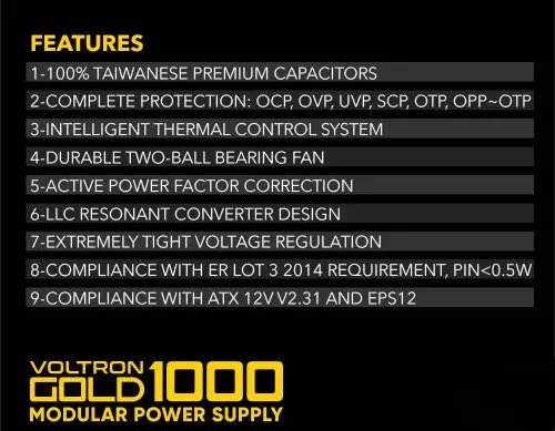 ARMAGGEDDON PSU VOLTRON GOLD 80 RATING 1000W