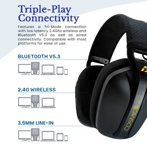 ARMAGGEDDON TRIMODE HEADPHONE COSMIC-III LITE BLACK