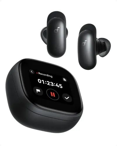 AnkerSoundcoreWirelessEarphonesLiberty5ProActiveNoiseCancellationTouchScreenCaseAINotesBlack