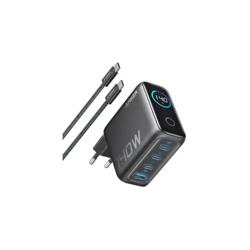 AnkerWallCharger140W3xUSB-C1xUSB-ASmartDisplaywithtouchcontrolGrey