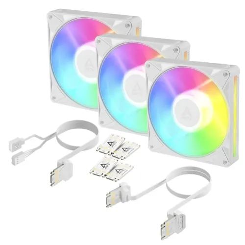ArcticBioniXP12A-RGBWhitePackof3-120mmCaseFanwithA-RGB-FluidDynamicBearing-PWM