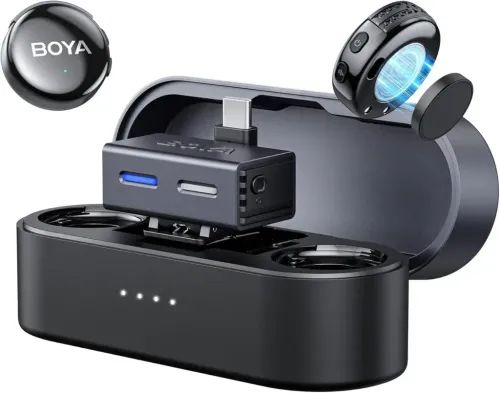 BOYALINK3-Type-C35mmAI-PoweredButtonWirelessMicrophone2TX1RXchargingCase