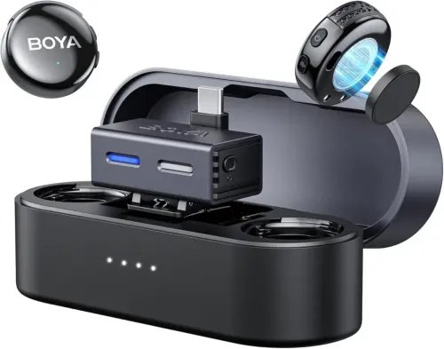 BOYALINK3-Type-C35mmAI-PoweredButtonWirelessMicrophone2TX1RXchargingCase