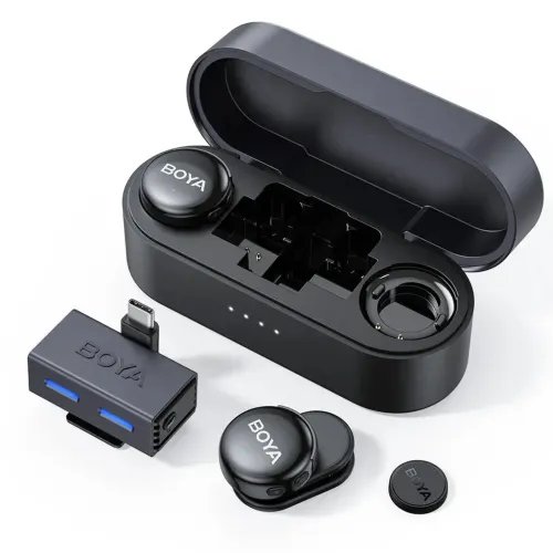 BOYALINK3-Type-C35mmAI-PoweredButtonWirelessMicrophone2TX1RXchargingCase