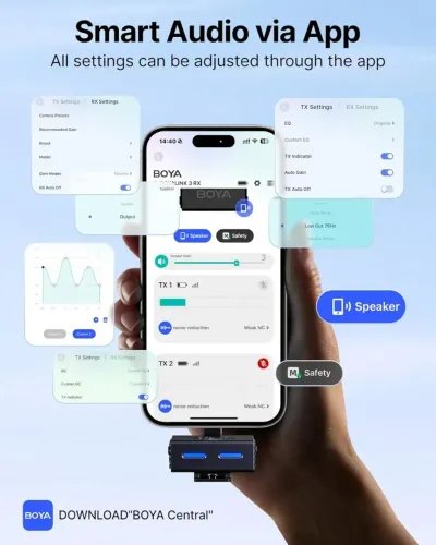 BOYALINK3-Type-CLightning35mmAI-PoweredButtonWirelessMicrophone2TX1RXcha.Case