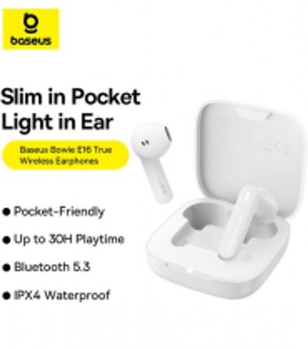 BaseusBowieE16TrueWirelessEarphonesStellarWhite