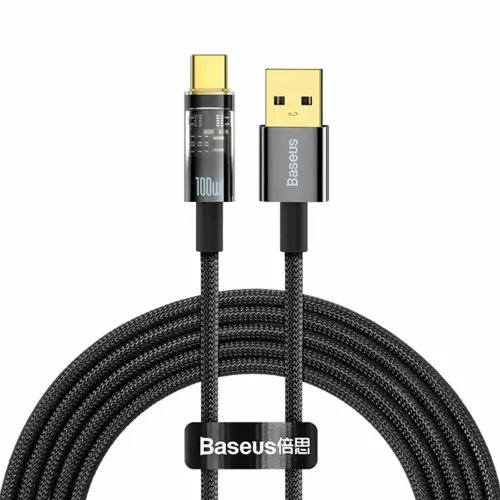 Baseus Explorer Series Auto Power-Off Fast Charging Data Cable USB to Type-C 100W 2m Black