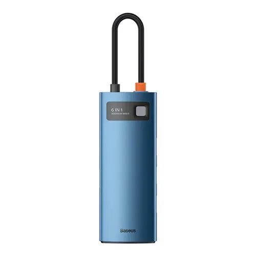 Baseus Multifunctional HUB Docking Station Metal Gleam Series 6 in 1 Type-C to HDMI+USB 3.0+RJ45 Blu