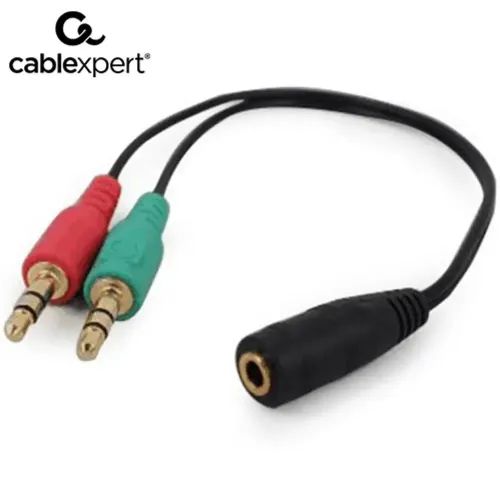 CABLEXPERT 3.5 mm 4-pin SOCKET TO 2 x 3.5 mm STEREO PLUG ADAPTER CABLE BLACK