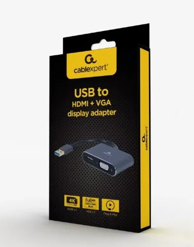 CABLEXPERT 4K USB TO HDMI VGA DISPLAY ADAPTER SPACE GREY RETAIL PACK