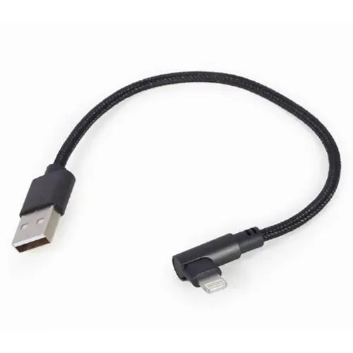 CABLEXPERT ANGLED 8-PIN USB CHARGING DATA CABLE 0.2M BLACK