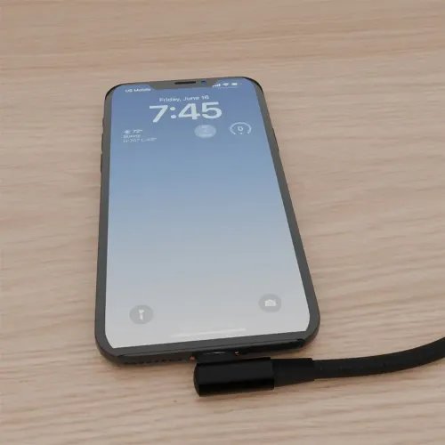 CABLEXPERT ANGLED COTTON BRAIDED 8-PIN USB CM-8PIN CHARGING DATA CABLE 0.2M BLACK