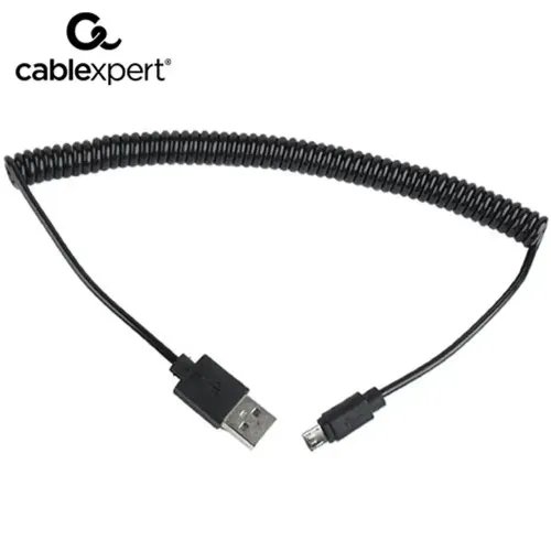 CABLEXPERT COILED MICRO-USB CABLE 18m BLACK