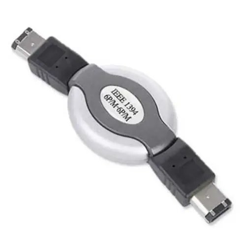 CABLEXPERT COMPACT RETRACTABLE FIREWIRE IEEE 1394 STANDARD CABLE 6PM TO 6PM GOLD PLATTED CONNECTOR