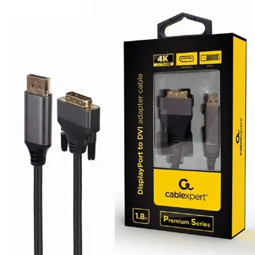 CABLEXPERT DISPLAYPORT TO DVI ADAPTER CABLE PREMIUM SERIES 4K 18M RETAIL PACK