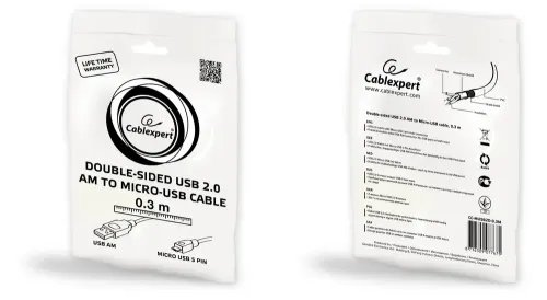 CABLEXPERT DOUBLE-SIDED USB 2.0 AM TO MICRO-USB CABLE 1M BLACK