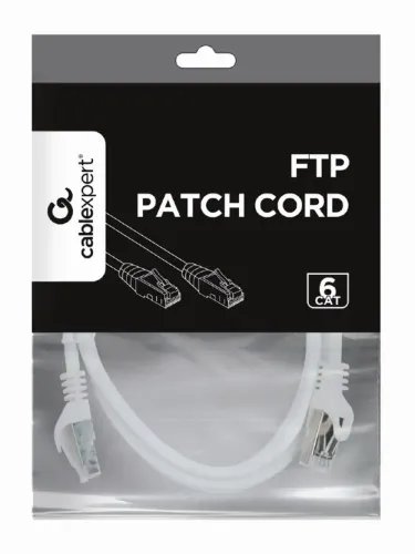 CABLEXPERT FTP CAT6 PATCH CORD WHITE SHIELDED 1M