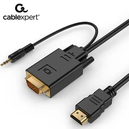 CABLEXPERT HDMI TO VGA AND AUDIO ADAPTER CABLE SINGLE PORT 18M BLACK