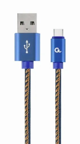 CABLEXPERT PREMIUM JEANS denim TYPE-C USB CABLE WITH METAL CONNECTORS 1M BLUE RETAIL PACK
