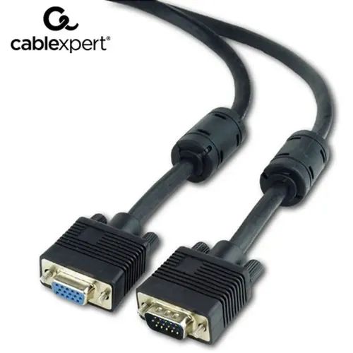 CABLEXPERT PREMIUM VGA EXTENSION HD15MHD15F DUAL-SHIELDED W 2xFERRITE 18M CABLE BLACK