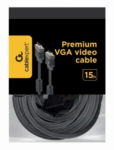 CABLEXPERT PREMIUM VGA HD15MHD15M DUAL SHIELDED W2FERRITE CORE 15M CABLE BLACK