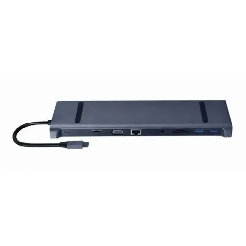 CABLEXPERT USB-C 10IN1 MULTI-PORT ADAPTER USB HUBHDMIVGAPDCARD READERLAN3.5MM SPACE GREY