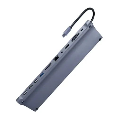 CABLEXPERT USB TYPE-C 11IN1 MULTIPORT ADAPTER USB HUBHDMIVGAPDCARD READERLAN3.5MM SPACE GREY