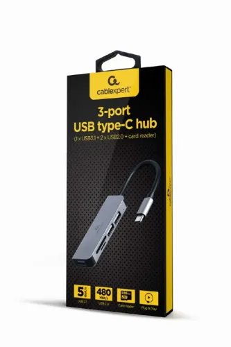 CABLEXPERT USB TYPE-C 3PORT USB HUB WITH CARD READER