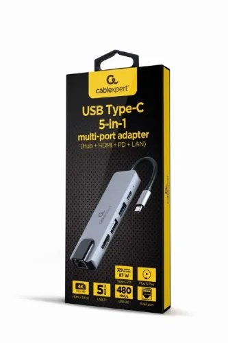 CABLEXPERT USB TYPE-C 5IN1 MULTI-PORT ADAPTER HUBHDMIPDLAN
