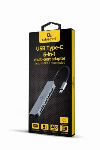 CABLEXPERT USB TYPE-C 6IN1 MULTI-PORT ADAPTER HUBHDMICARD READER