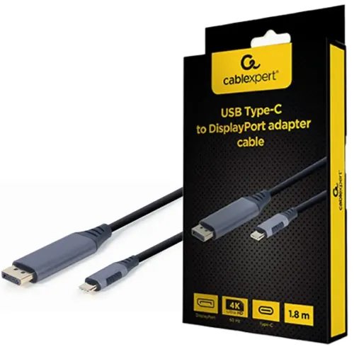 CABLEXPERT USB TYPE-C TO DISPLAYPORT MALE ADAPTER CABLE SPACE GREY RETAIL PACK 18M
