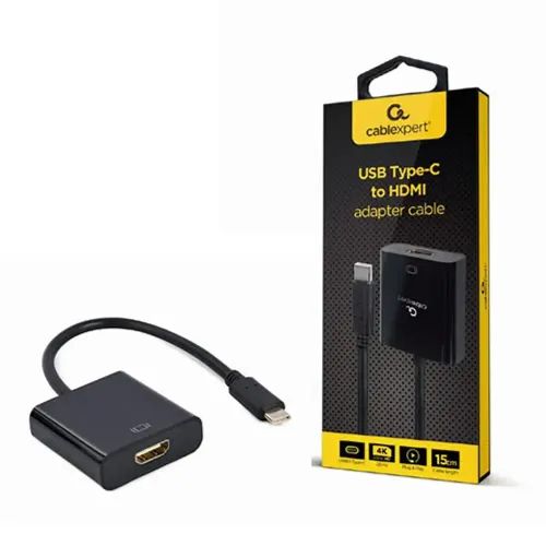CABLEXPERT USB TYPE-C TO HDMI ADAPTER CABLE 4K30HZ 15CM BLACK RETAIL PACK