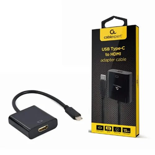 CABLEXPERT USB TYPE-C TO HDMI ADAPTER CABLE 4K30HZ 15CM BLACK RETAIL PACK