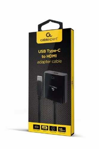 CABLEXPERT USB TYPE-C TO HDMI ADAPTER CABLE 4K30HZ 15CM BLACK RETAIL PACK