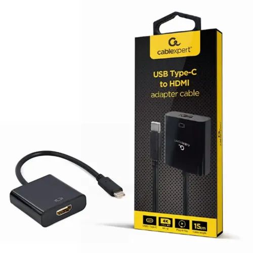 CABLEXPERT USB TYPE-C TO HDMI ADAPTER CABLE 4K60HZ 15CM BLACK RETAIL PACK