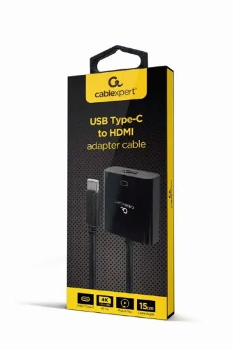 CABLEXPERT USB TYPE-C TO HDMI ADAPTER CABLE 4K60HZ 15CM BLACK RETAIL PACK