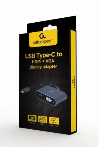 CABLEXPERT USB TYPE-C TO HDMI VGA DISPLAY ADAPTER SPACE GREY RETAIL PACK